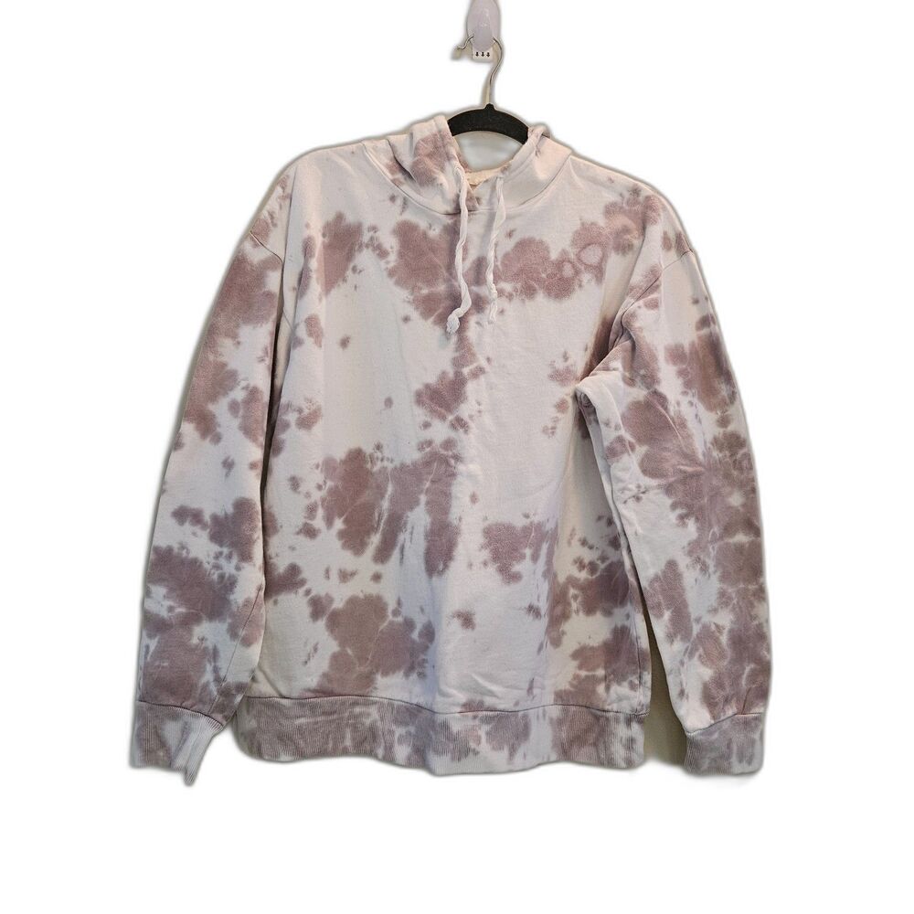 Caution to the Wind Tie Dye Sweatshirt Hoodie Women Sz M Gray White Skateboard